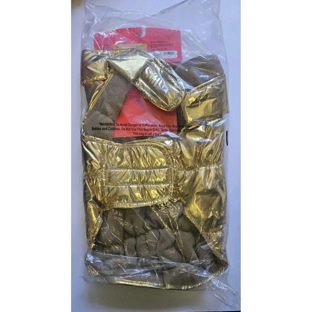 Boots & Barkley Vest Dog's Sz XL Gold Puffer Fleece Lined Jacket 100 lbs NEW